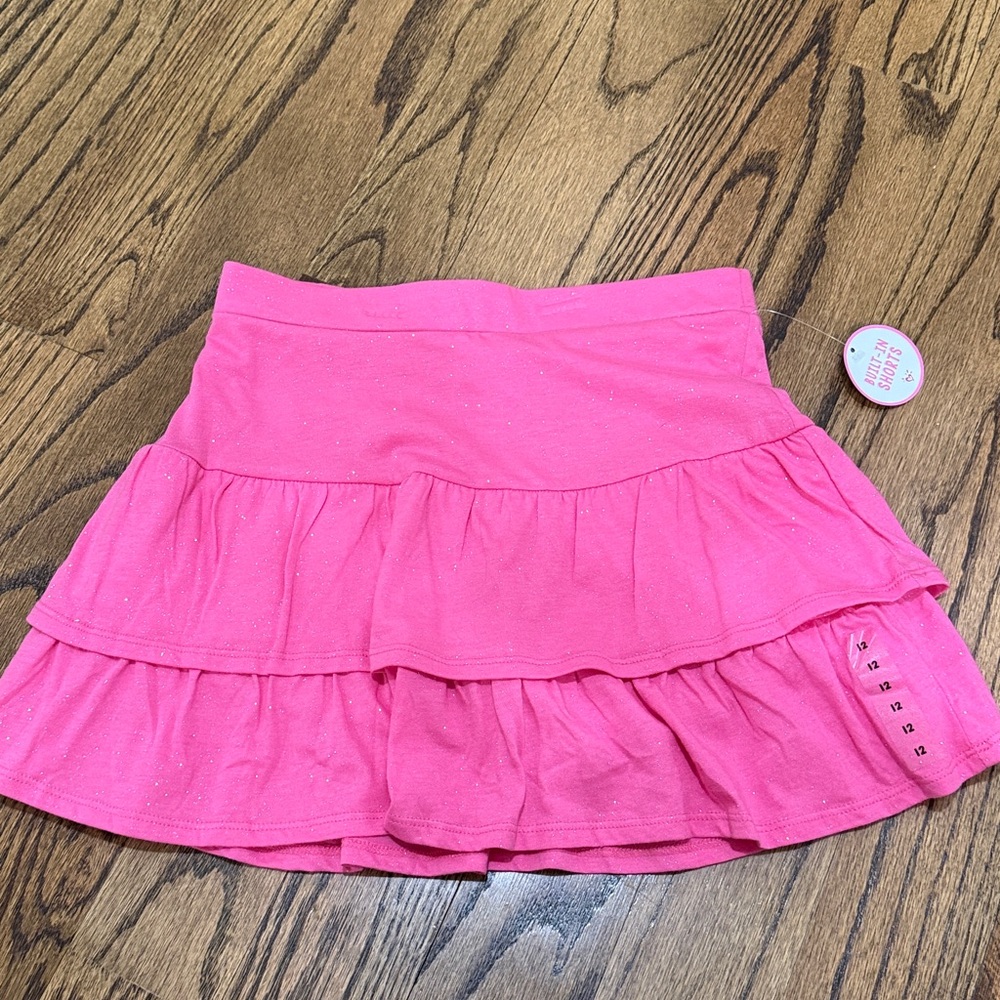 Justice Pink Sparkle Ruffle Skirt - Built in shorts - Size 12 - Picture 2 of 4